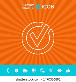 Rounded check mark line icon. Graphic elements for your design