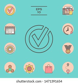 Rounded check mark line icon. Graphic elements for your design