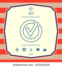 Rounded check mark line icon. Graphic elements for your design