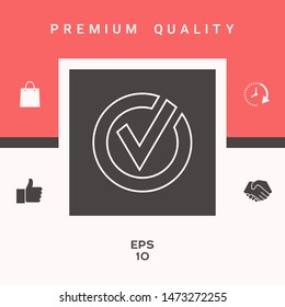 Rounded check mark line icon. Graphic elements for your design