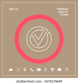 Rounded check mark line icon. Graphic elements for your design