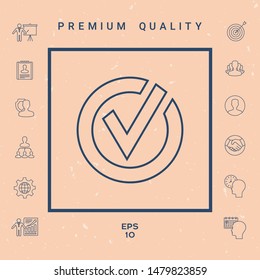 Rounded check mark line icon. Graphic elements for your design