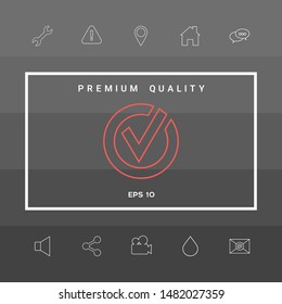 Rounded check mark line icon. Graphic elements for your design