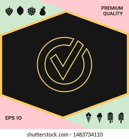 Rounded check mark line icon. Graphic elements for your design