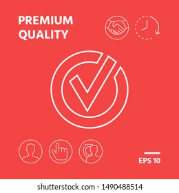 Rounded check mark line icon. Graphic elements for your design