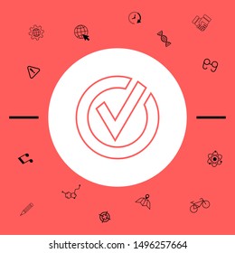 Rounded check mark line icon. Graphic elements for your design