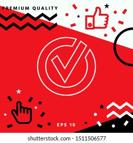 Rounded check mark line icon. Graphic elements for your design