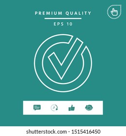 Rounded check mark line icon. Graphic elements for your design