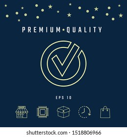 Rounded check mark line icon. Graphic elements for your design