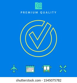 Rounded check mark line icon. Graphic elements for your design