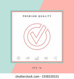 Rounded check mark line icon. Graphic elements for your design