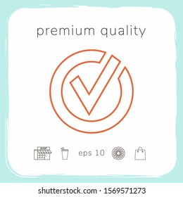 Rounded check mark line icon. Graphic elements for your design