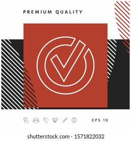 Rounded check mark line icon. Graphic elements for your design