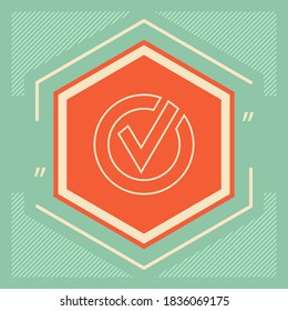 Rounded check mark line icon. Graphic elements for your design