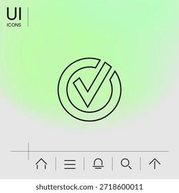 Icono redondeado de la línea de la marca de verificación, Elementos para su diseño