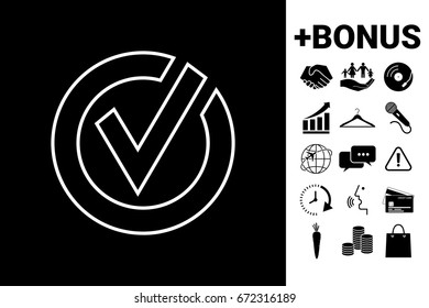 Rounded check mark line icon