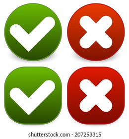 Rounded checkmark and cross symbols