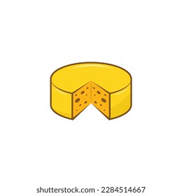 Rounded cheese with cut isolated vector graphics