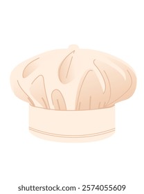 Rounded chef hat, soft beige color. Stylish kitchen hat, professional wear. Perfect for culinary. Vector illustration