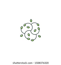 Rounded Circle Leaf Leaves Lines, Natural Cosmetic Skin Care Logo Design Vector
