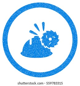 Rounded Circular Blade Head Protection rubber seal stamp watermark. Icon symbol inside circle with grunge design and dirty texture. Unclean vector blue sign.
