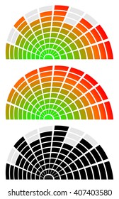 Rounded circular equalizer EQ with fully filled bars and black version