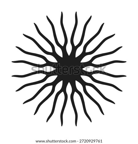 Rounded circular tree plant roots silhouette. A nature symbol isolated on a white background.