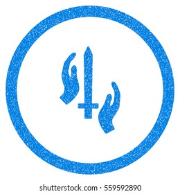 Rounded Classic Guard rubber seal stamp watermark. Icon symbol inside circle with grunge design and dust texture. Unclean vector blue sticker.