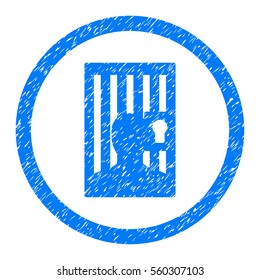 Rounded Closed Prisoner rubber seal stamp watermark. Icon symbol inside circle with grunge design and dirty texture. Unclean vector blue emblem.