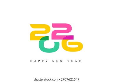 Abgerundete Farbe 2026 Kalligrafie | Multicolor 2026 Neujahrstext Typografie für Banner, Grußkarte, Hintergrund, Poster — verspielte abgerundete geometrische 2026 Thema