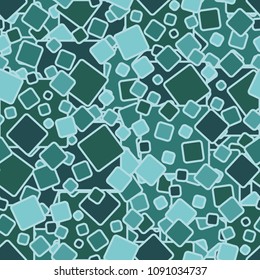 Rounded colored squares in a chaotic spread. Seamless pattern. Camouflage for fashion people.