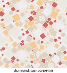 Rounded colored squares in a chaotic spread. Seamless pattern. Camouflage for fashion people.