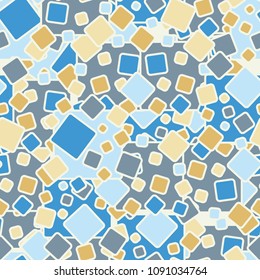 Rounded colored squares in a chaotic spread. Seamless pattern. Camouflage for fashion people.