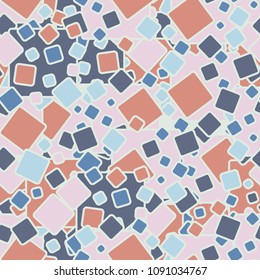 Rounded colored squares in a chaotic spread. Seamless pattern. Camouflage for fashion people.