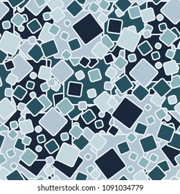 Rounded colored squares in a chaotic spread. Seamless pattern. Camouflage for fashion people.