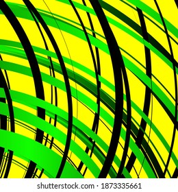 rounded colored stripes on bright yellow background