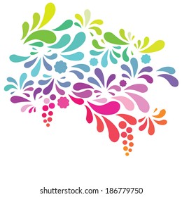 Rounded colorful arc drops. Decorative abstract background.