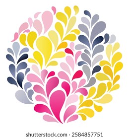 Rounded colorful arc drops. Decorative abstract background.