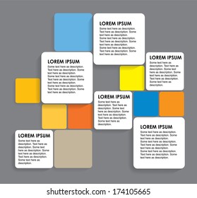 rounded colorful paper squares - vector infographic banners. This graphic can be used in marketing materials, educational materials, business presentations, advertising, brochures, etc