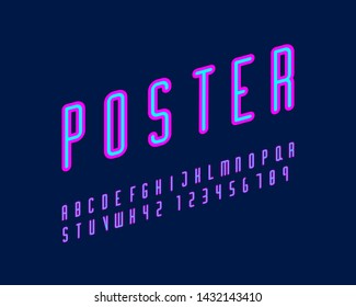 Rounded condensed font set in vector format. Italic version