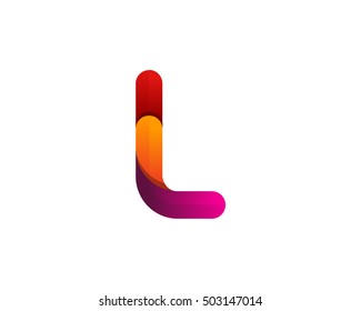Rounded Contour L Letter 3D Colorful Logo Design Template