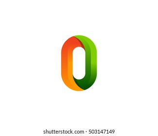 Rounded Contour O Letter 3D Colorful Logo Design Template
