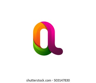 Rounded Contour Q Letter 3D Colorful Logo Design Template