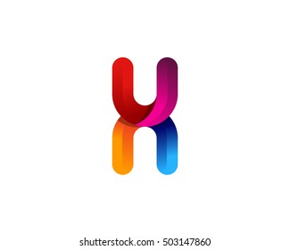 Rounded Contour X Letter 3D Colorful Logo Design Template