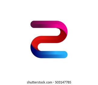 Rounded Contour Z Letter 3D Colorful Logo Design Template