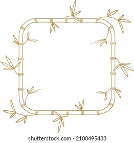 Rounded corner bamboo branch frame. Border for greeting card decoration. Chinese New Year. Oriental, Asia and Japan culture, traditional decoration. Flat vector illustration.
