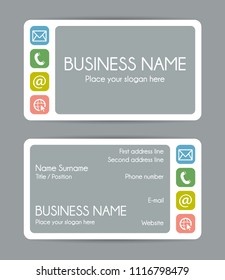 Rounded corner business card template. Vector set.