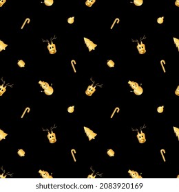 rounded corner Christmas object pattern created in gold gradient, premium gold gradient Christmas repeat pattern.