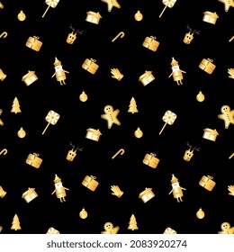 rounded corner Christmas object pattern created in gold gradient, premium gold gradient Christmas repeat pattern.