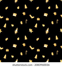 rounded corner Christmas object pattern created in gold gradient, premium gold gradient Christmas repeat pattern.